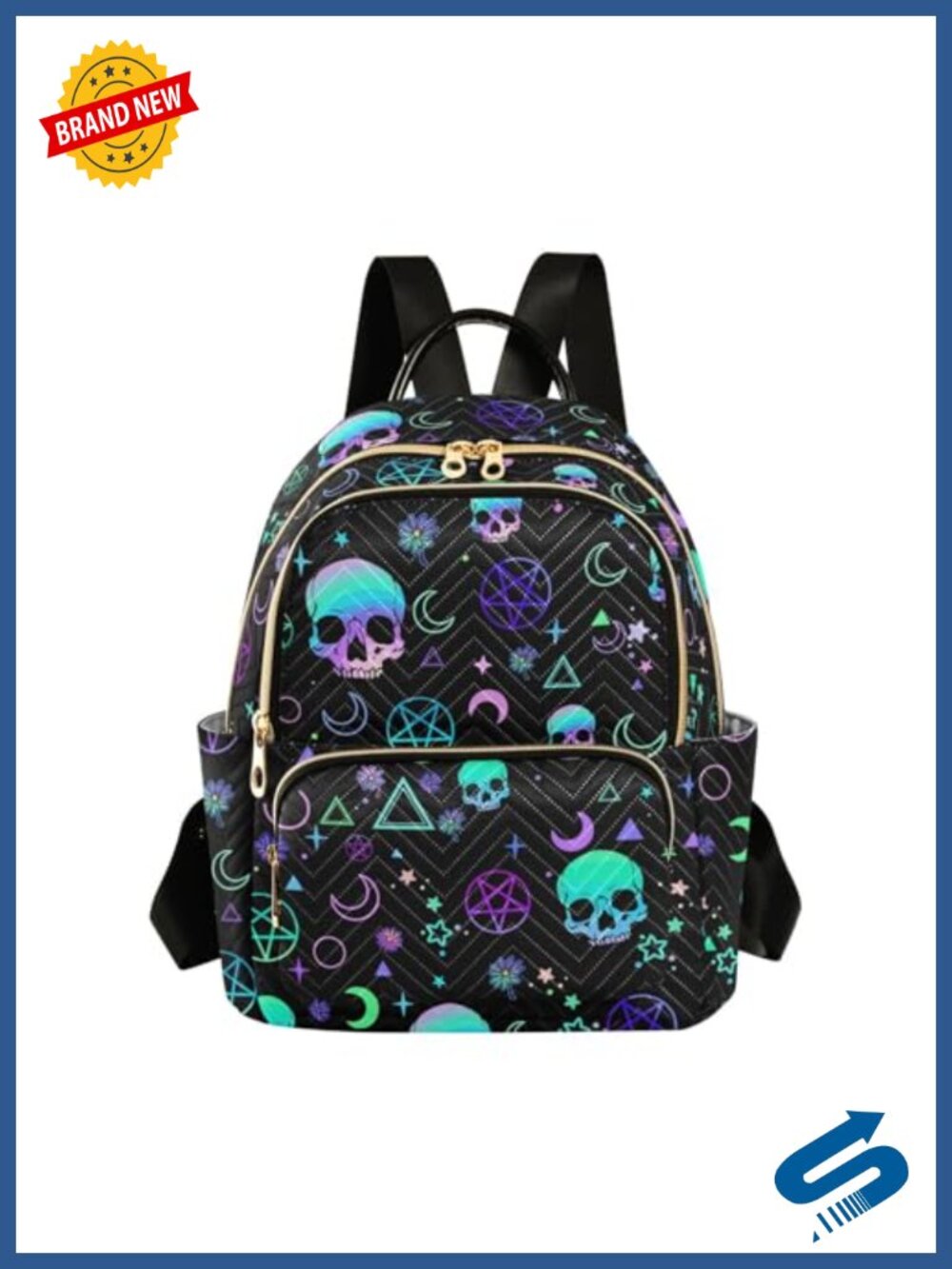 Magic Skull Print Women's Backpack Purse Lightweight Polyester Rucksack Travel